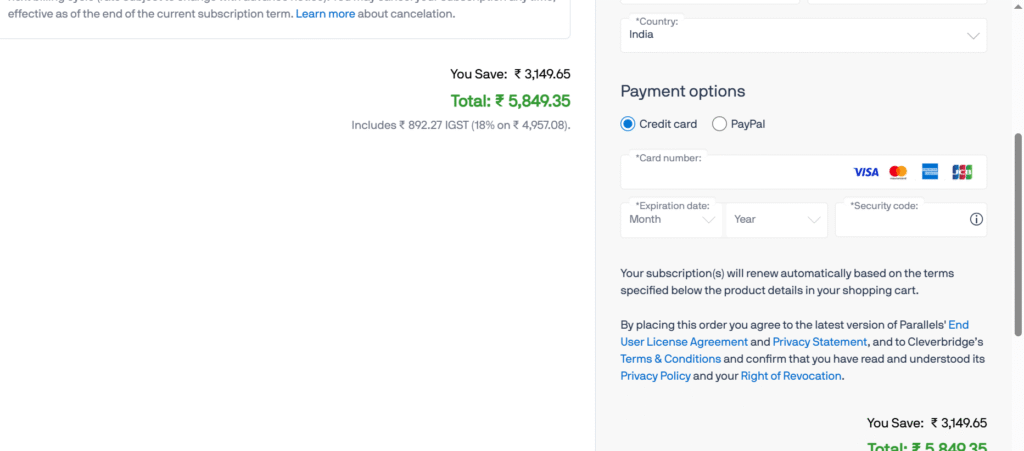 Select your payment method